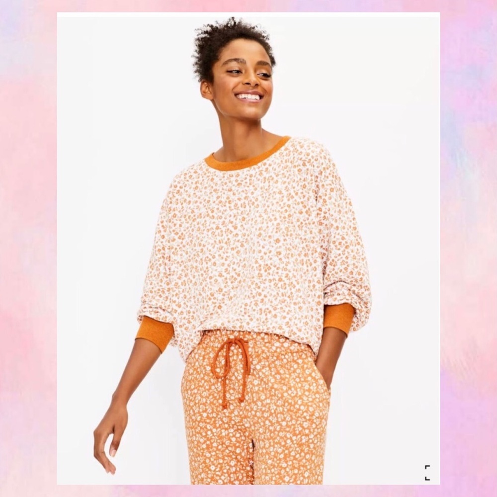 LOFT Lou & Grey Flower Cozy Cotton Terry Sweatshirt